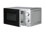 Micro-ondas SILVERCREST® 700W com porta aberta, mostrando controlos e interior.