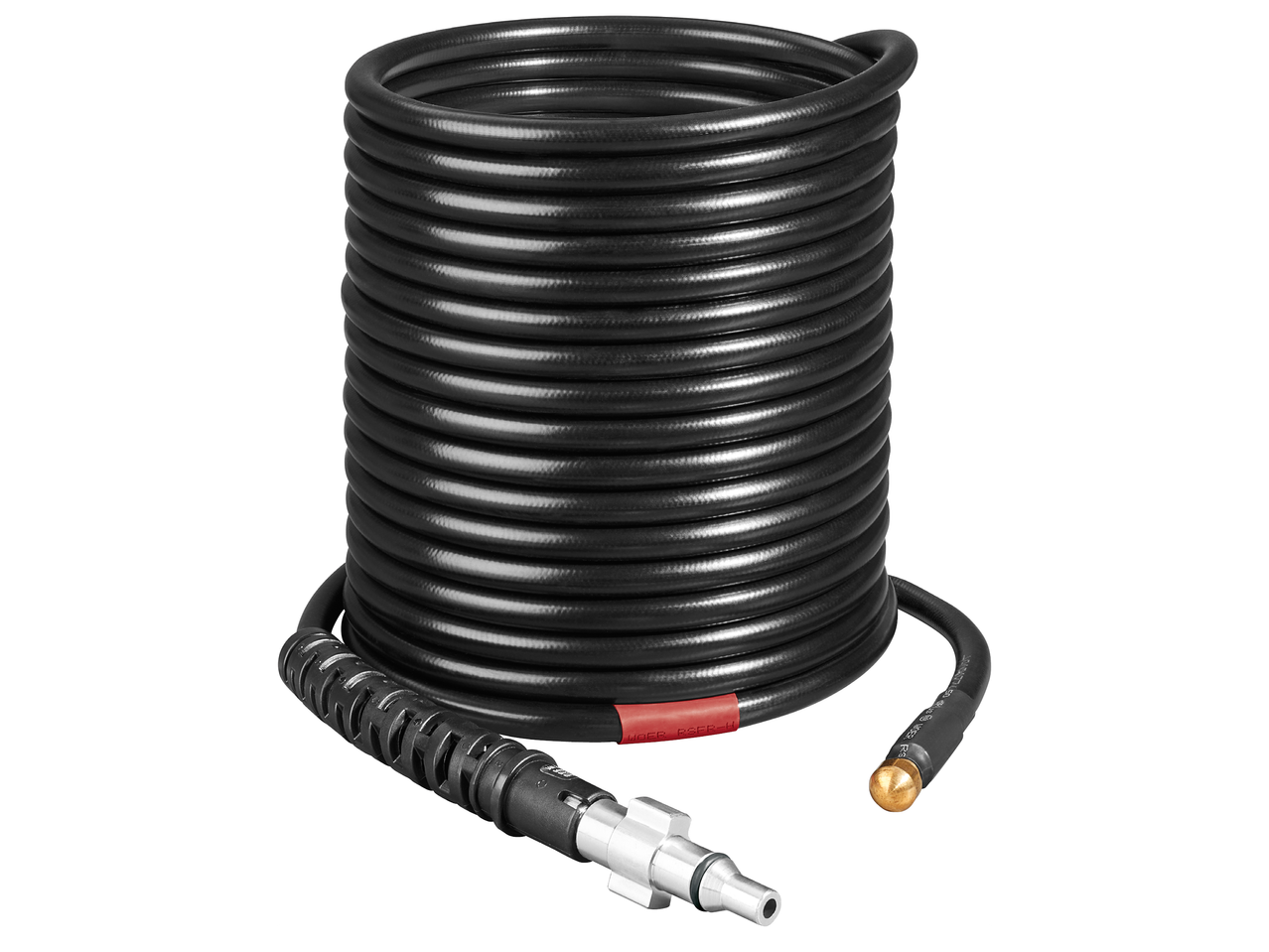 Навита черна маркуч за почистване под налягане с метални накрайници