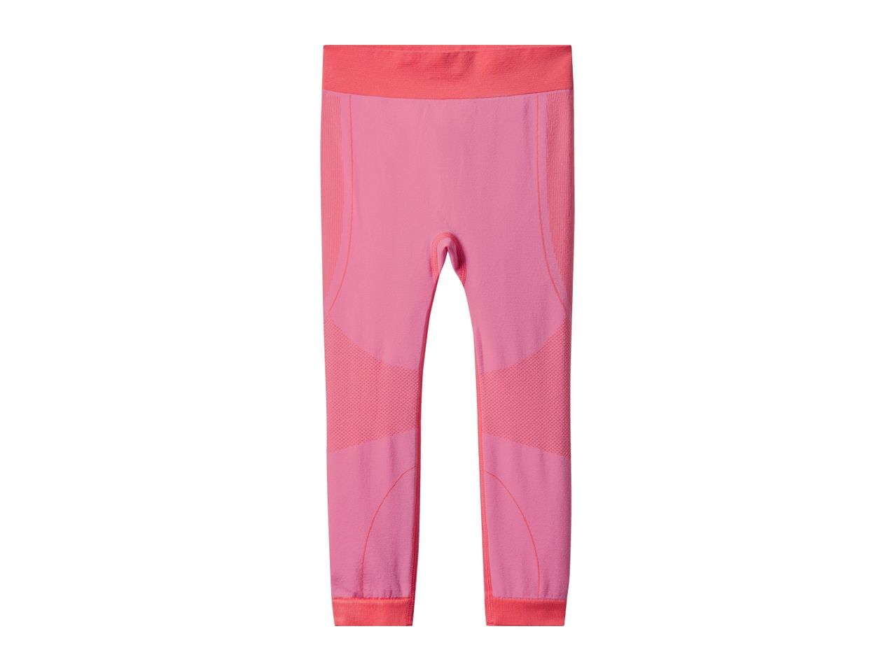 Pink and coral athletic leggings with textured panels