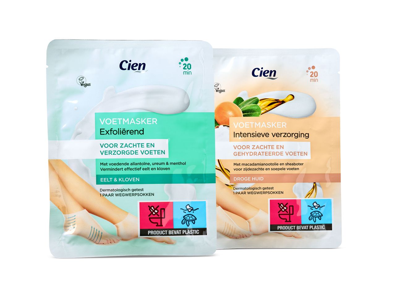 Cien voetmaskers: exfoliërend en intensief verzorgend. Vegan.