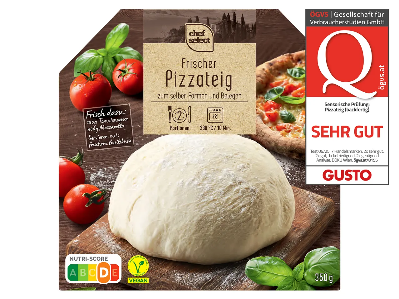 Pizzaboden von Dr. Oetker, ausgezeichnet mit 'Sehr Gut' von ÖKO-TEST.