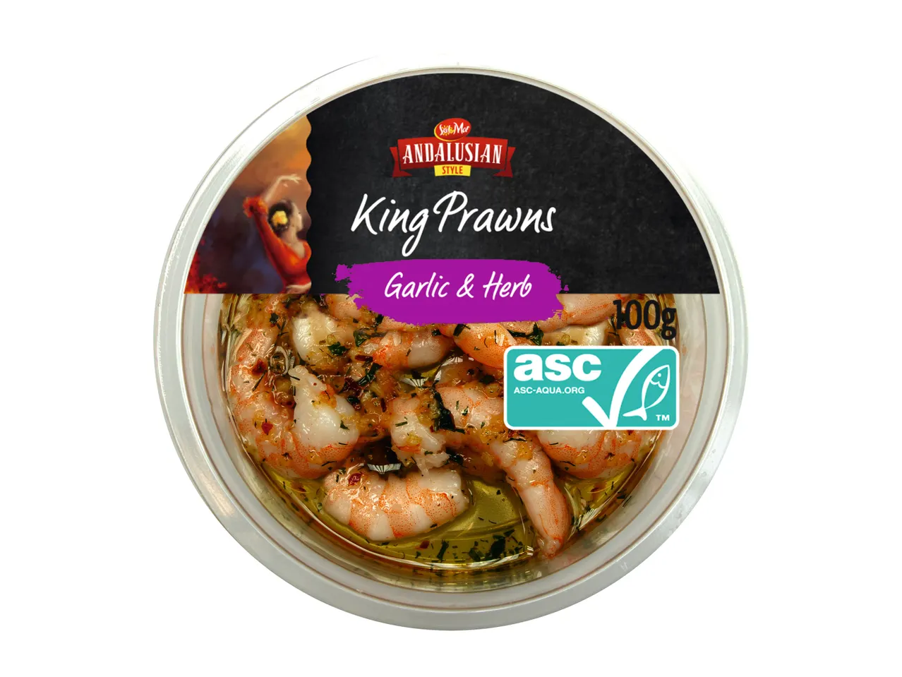 SalMar King Prawns, Andalusian style, garlic & herb.