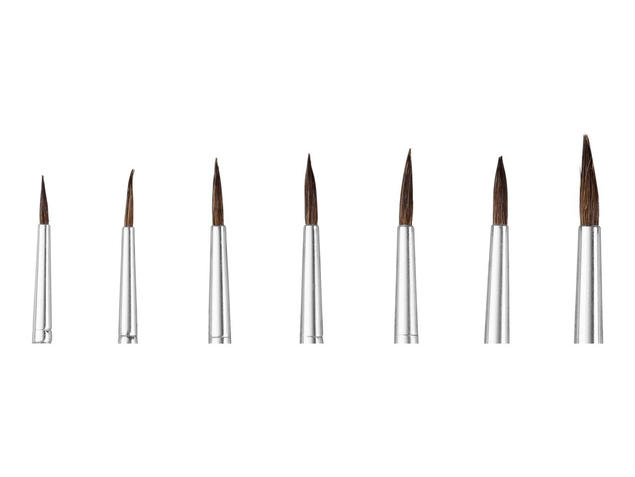 Assortment of paint brushes with various bristle shapes.
