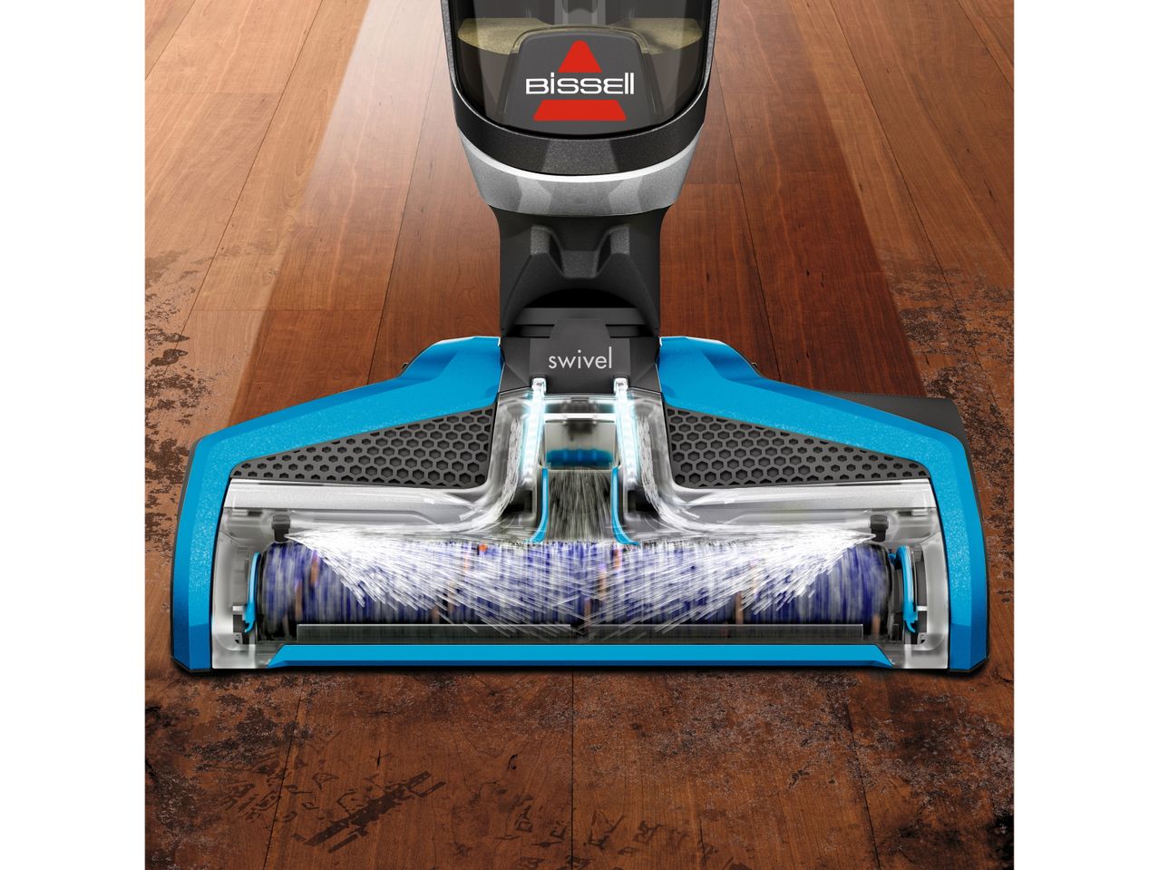 Bissell Vacuum-Mop cleaning hardwood floor.