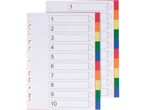 Divisori per raccoglitori numerati da 1 a 10 con linguette colorate.