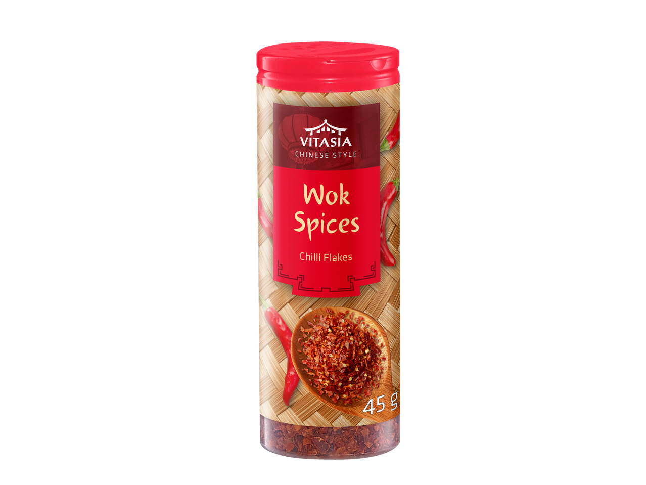 Condimente Wok Vitasia, stil chinezesc, fulgi de ardei iute.