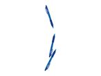 Three blue Crelando pens are falling against a white background.