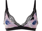 Sutien triunghiular cu dantelă și imprimeu floral.