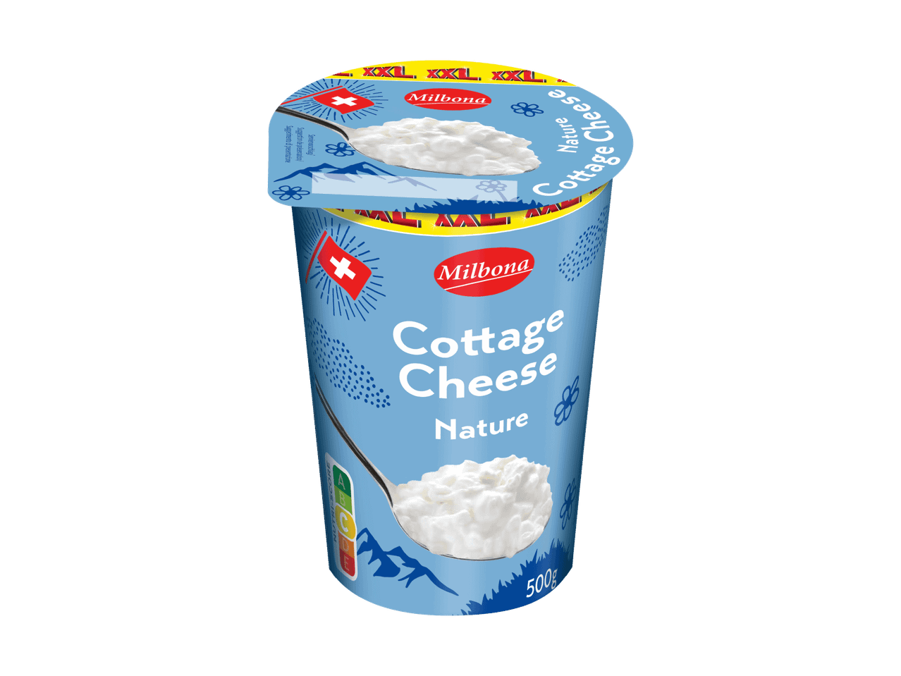 Pot de fromage cottage nature de 500g, avec Nutri-Score A.