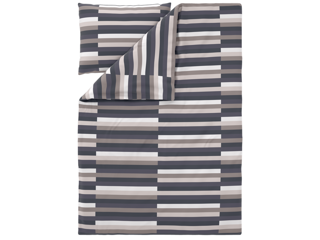 LIVARNO® mikropluošto satino patalynės komplektas su pilkais ir smėlio spalvos dryžiais