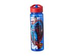 Blue Superman water bottle with a red lid and a graphic of Superman.