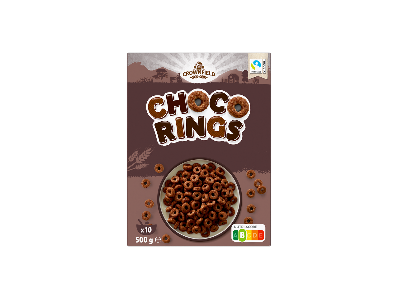 Crownfield Choco Rings čokoladni kosmiči, 500g, Fairtrade kakav.