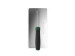 A Parkside plastering trowel with a green and black handle.