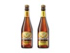 To flasker Grimmbergen øl: Double Ambrée og Blonde.