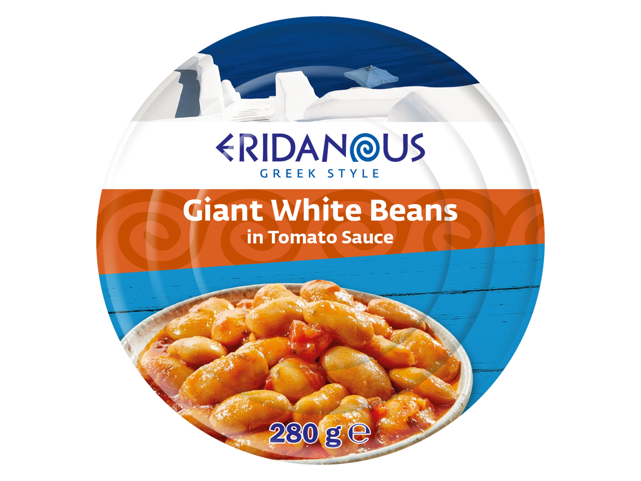 Eridanus Griekse stijl: reuze witte bonen in tomatensaus (280g).