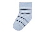 Light blue striped sock with black and white horizontal stripes.