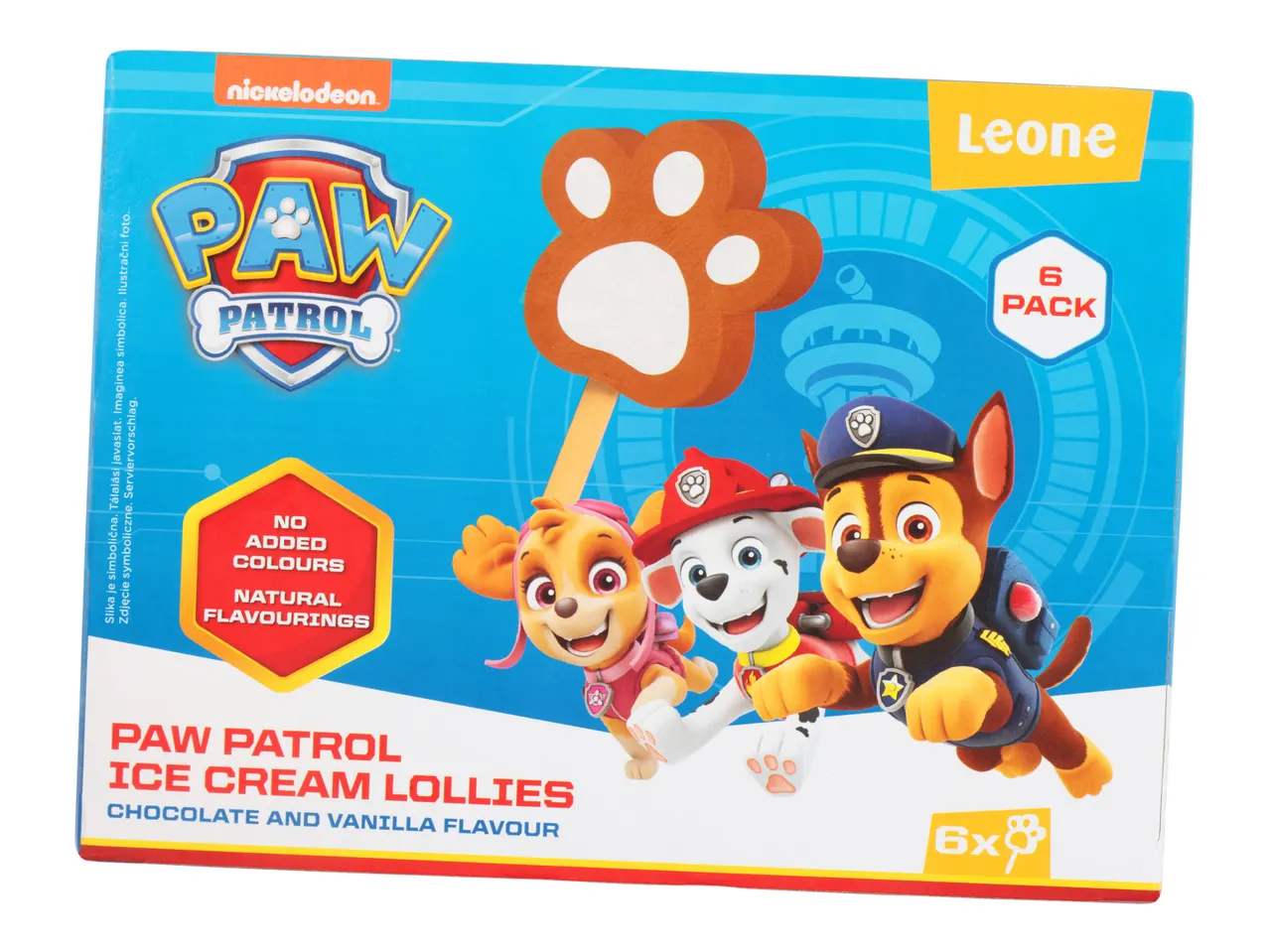 Paket šestih lizijk Paw Patrol v obliki šape.