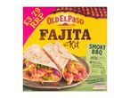 Old El Paso Fajita Kit with Smoky BBQ flavor, showing wrapped tortillas.