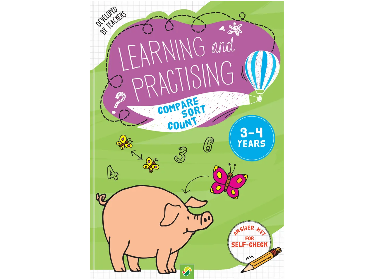 Book for learning and practicing comparing, sorting, and counting for 3-4 year olds.