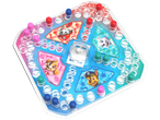 Jogo de tabuleiro Paw Patrol com peças coloridas e um dado.