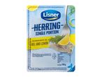 Herring single portion in rapeseed oil with dill and lemon, with nutritional information.