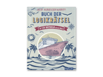 Buchcover „Auf Kreuzfahrt! Buch der Logikrätsel“ mit einem Kreuzfahrtschiff und Palmen.