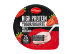 Milbona Iogurte High Protein Morango com 20g de proteína, sem adição de açúcares e baixo teor de gordura.