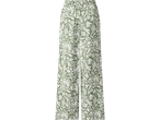 Pantaloni de damă ESMARA cu model floral verde măsliniu și alb, talie elastică.