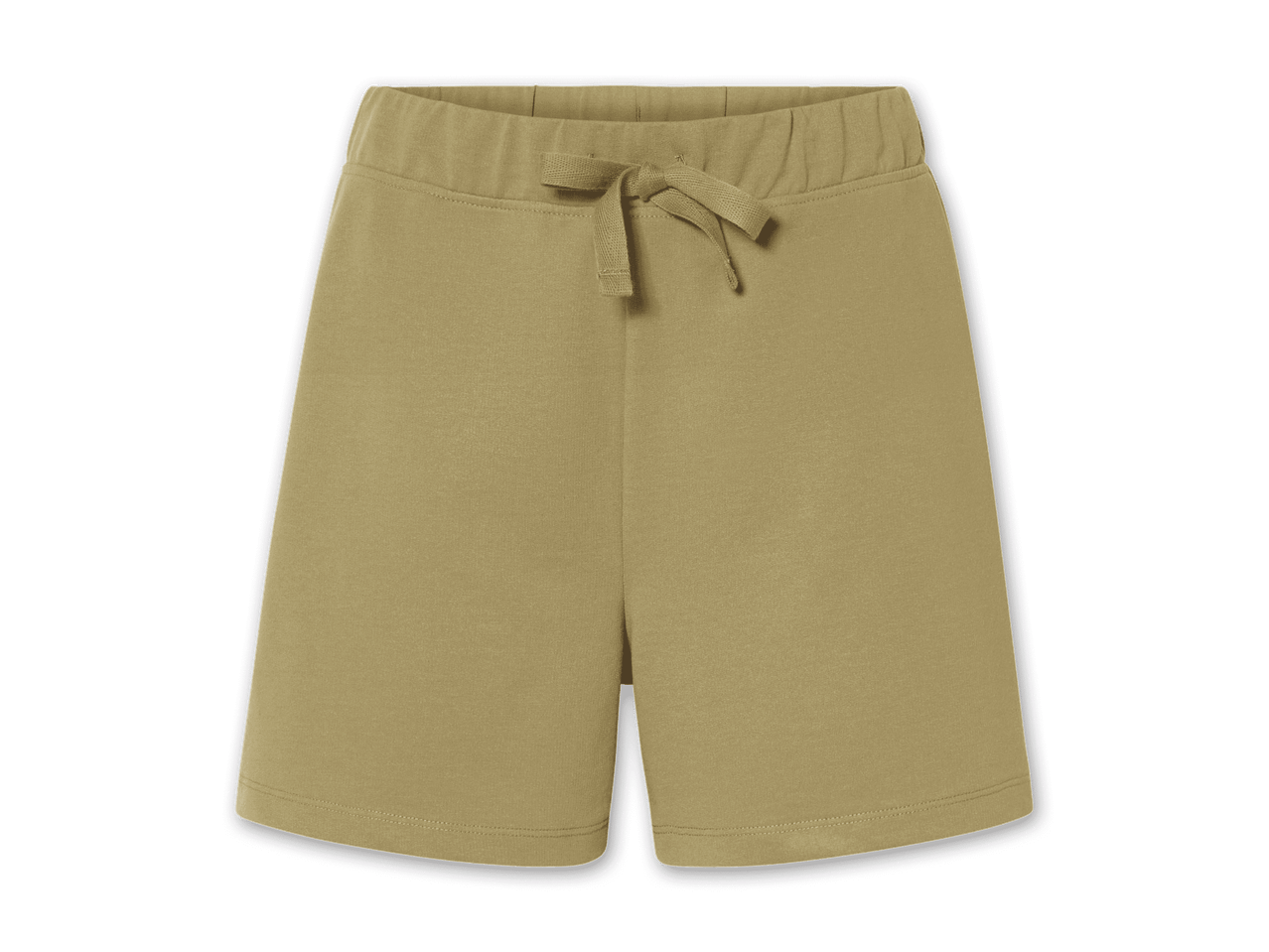 Beigefarbene Joggingshorts mit Kordelzug.