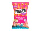 A pink bag of prawn cocktail flavour lentil chips.