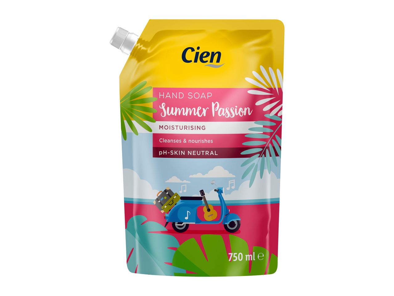 Συσκευασία υγρού σαπουνιού χεριών Cien Summer Passion, 750ml.