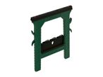 A green and black Parkside sawhorse with a ruler on top.