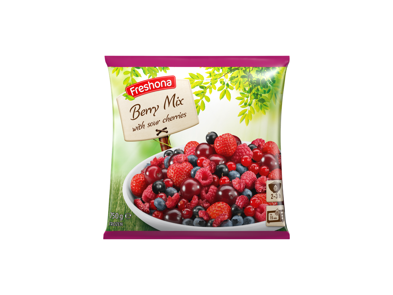 Freshona amestec de fructe de pădure congelate cu vișine, 750g