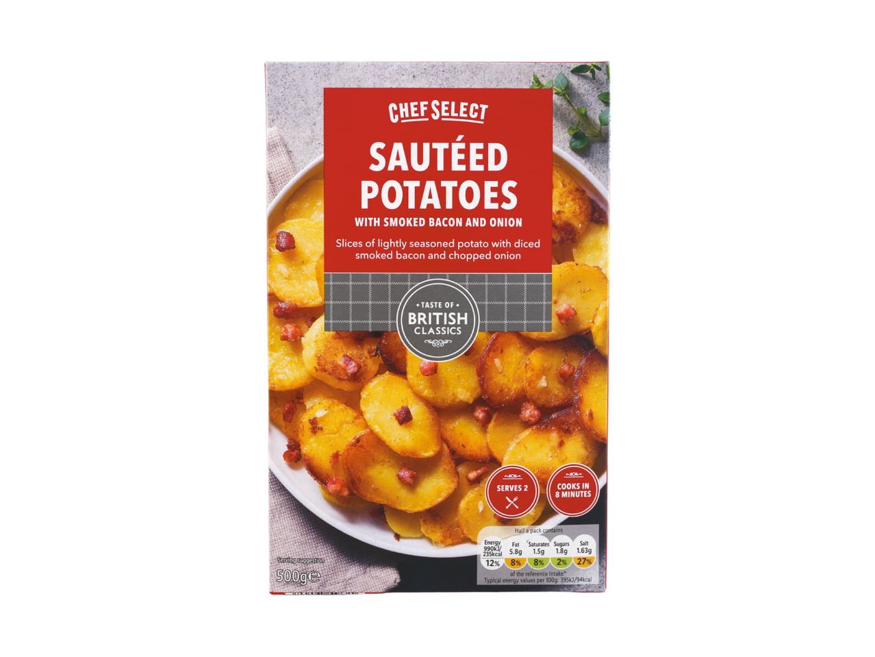 Chef Select Sautéed Potatoes with Smoked Bacon and Onion packaging.