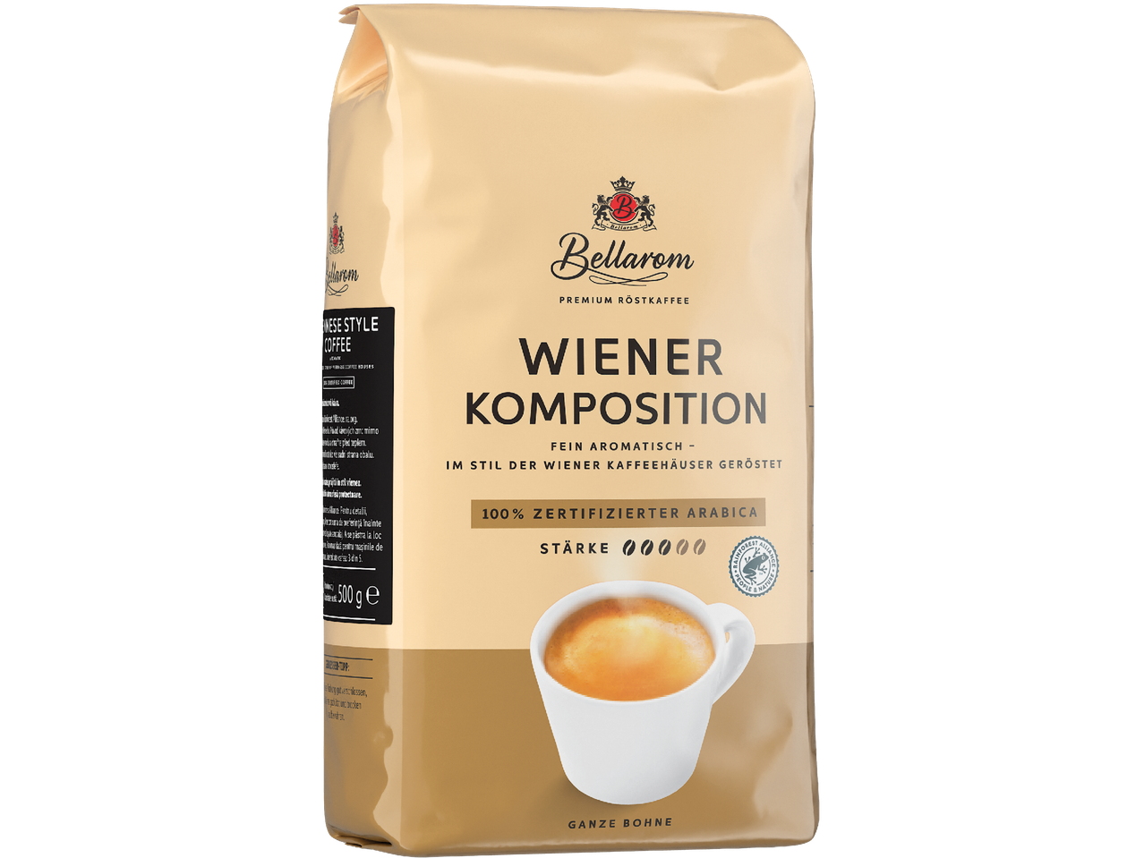Bellarom Wiener Komposition kaffe i en beige förpackning.
