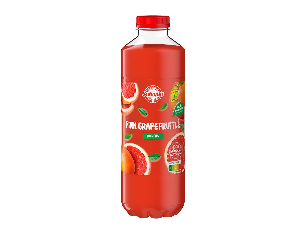 Solevita rózsaszín grapefruitlé üveg.