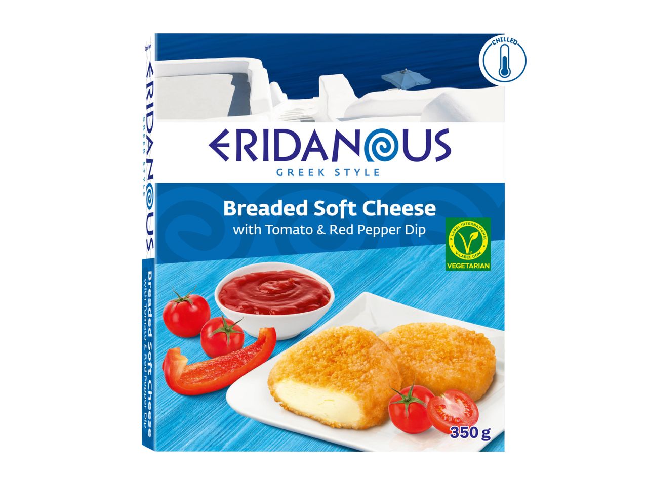 Eridanous Breaded Soft Cheese with Tomato & Red Pepper Dip, 350g, Vegetarian