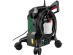 Parkside® 2000W Flexible Pressure Washer with hose, detergent bottle, and wheels.
