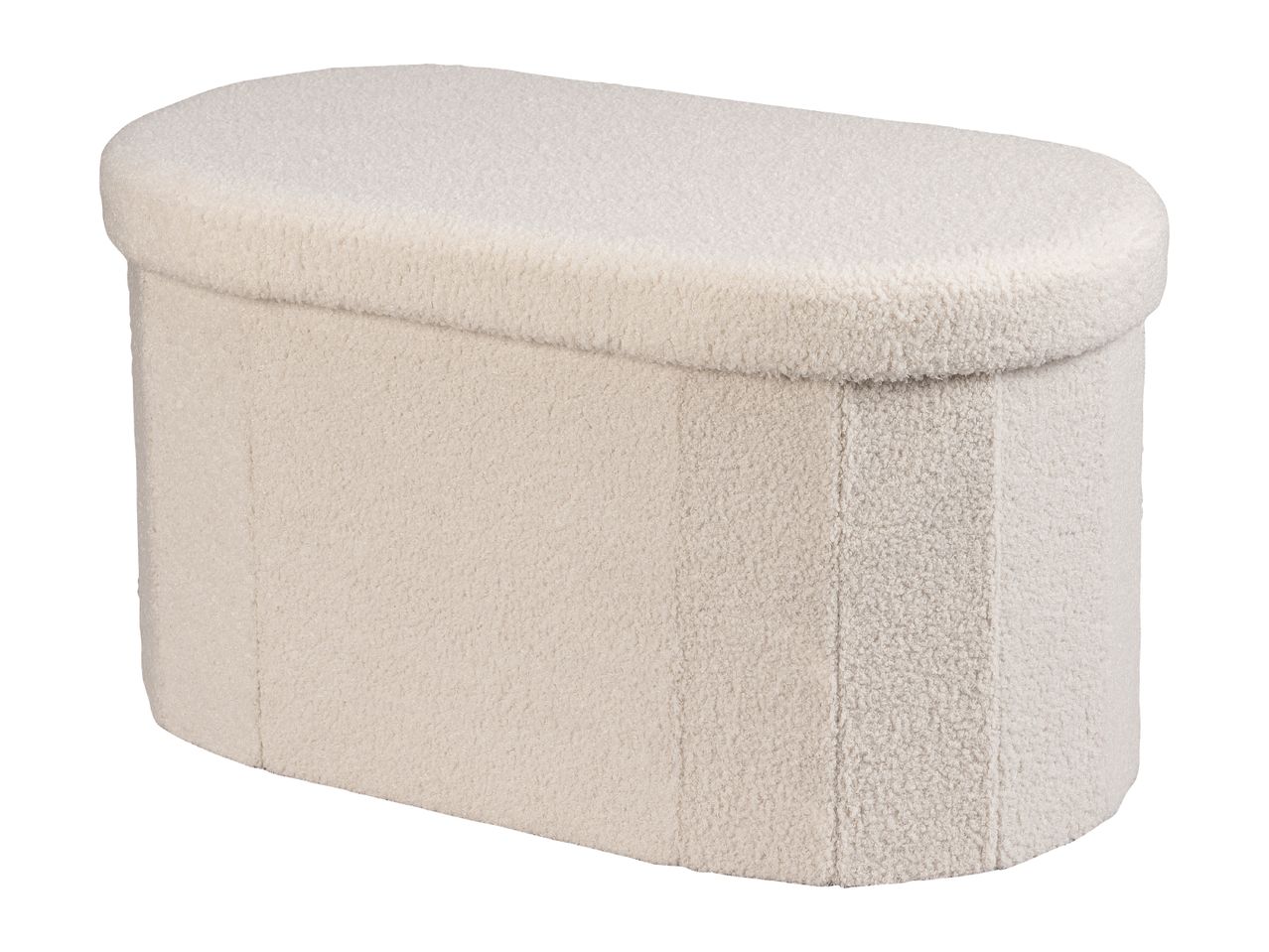 Cream bouclé oval ottoman with a textured finish