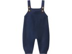 Navy blue knitted baby romper with wooden buttons