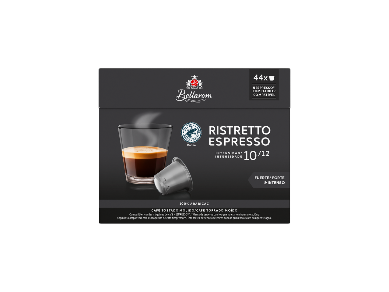 Bellarom Cápsulas de Café Ristretto XXL, 44 cápsulas compatíveis com Nespresso, intensidade 10/12.