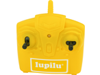 Lupilu yellow remote control for a toy car with two joysticks and an antenna.
