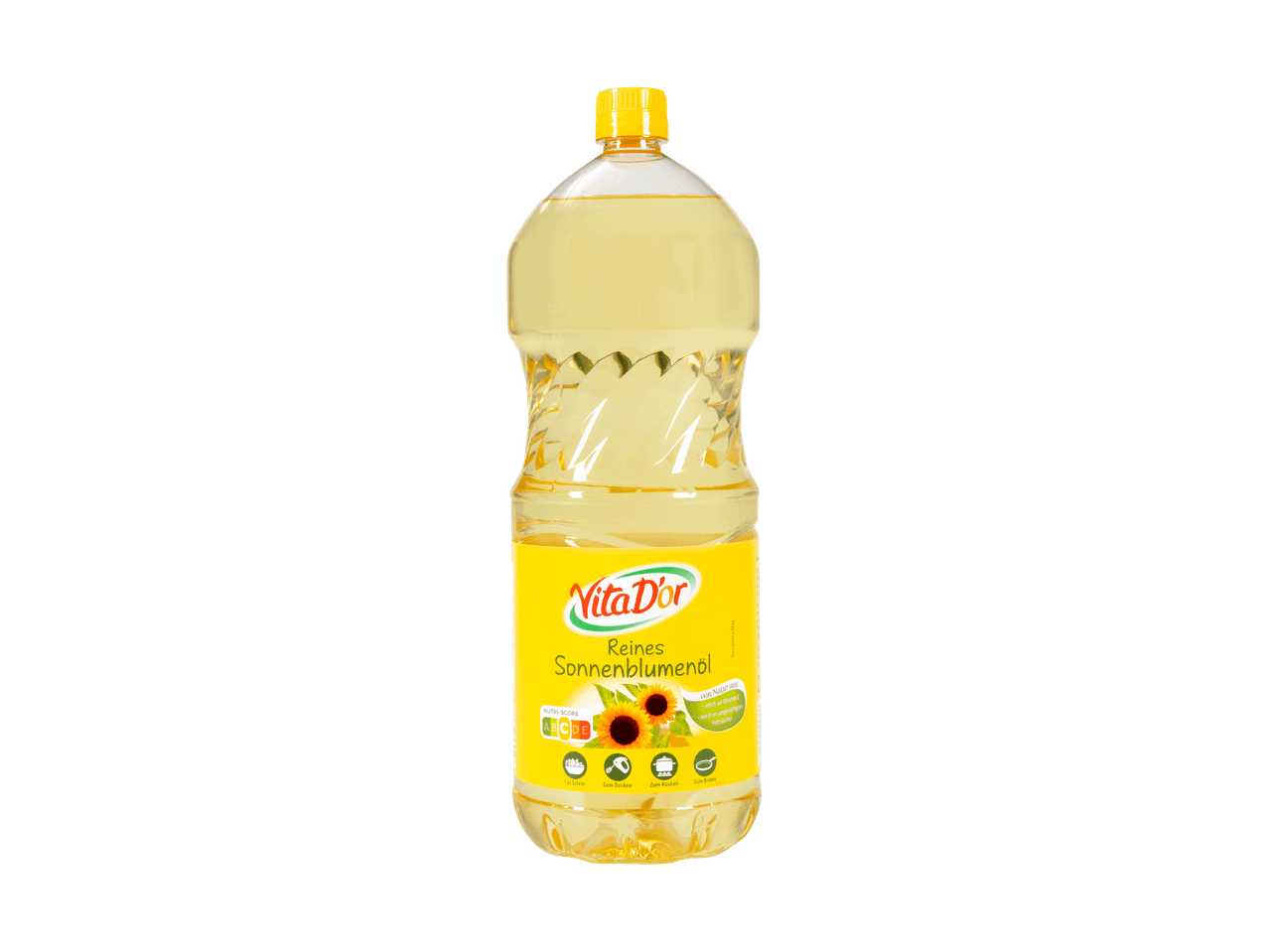 Flasche Sonnenblumenöl der Marke 'Aldi Süd'.