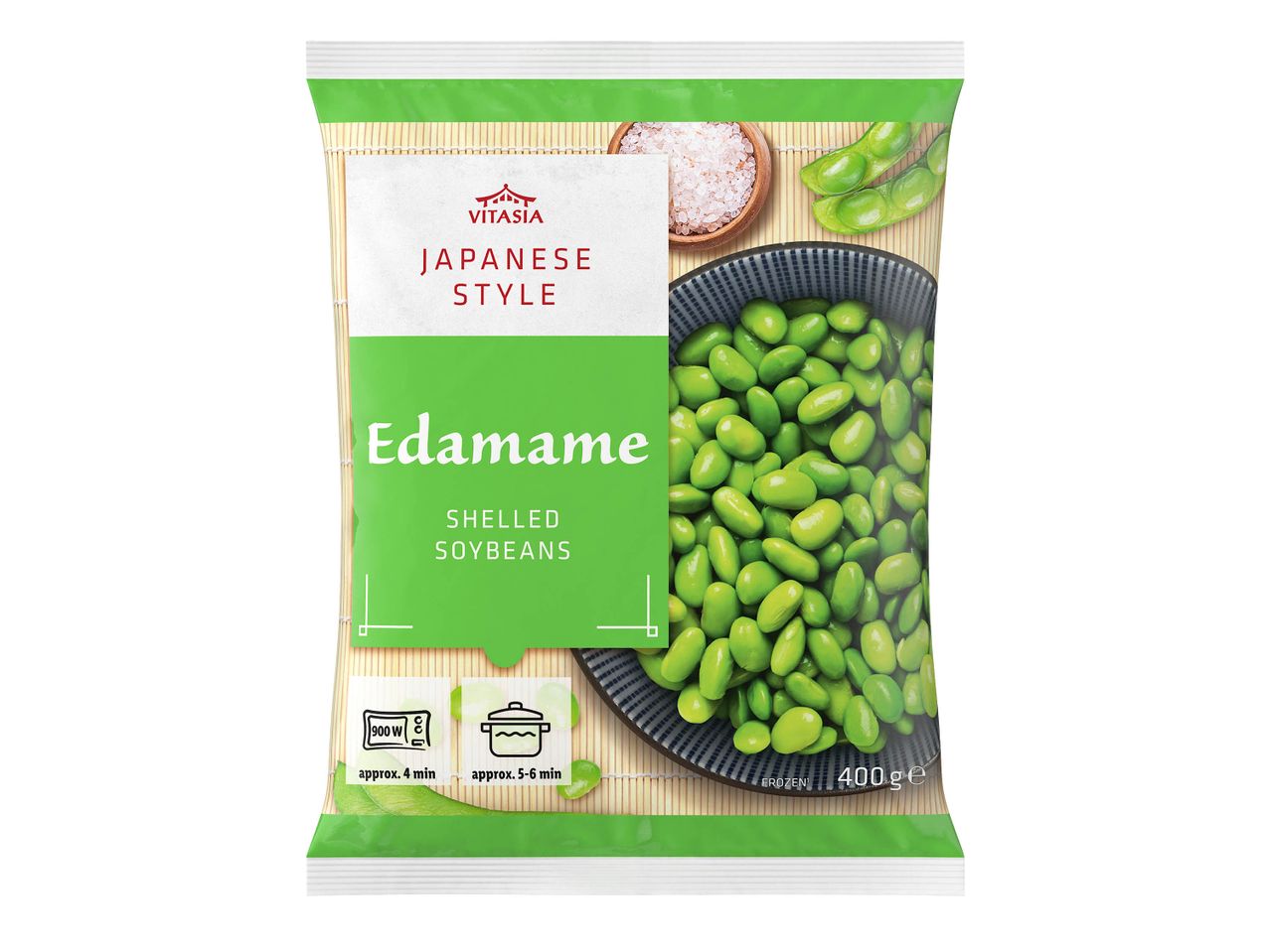 Sac de edamames surgelés de la marque Jardin Bio.