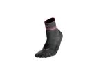 A single black and pink athletic sock with a mountain logo on a white background.