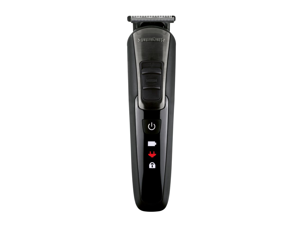 A black Philips Norelco all-in-one trimmer.