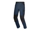 Pantaloni da lavoro blu con rinforzi neri sulle ginocchia e tasche laterali