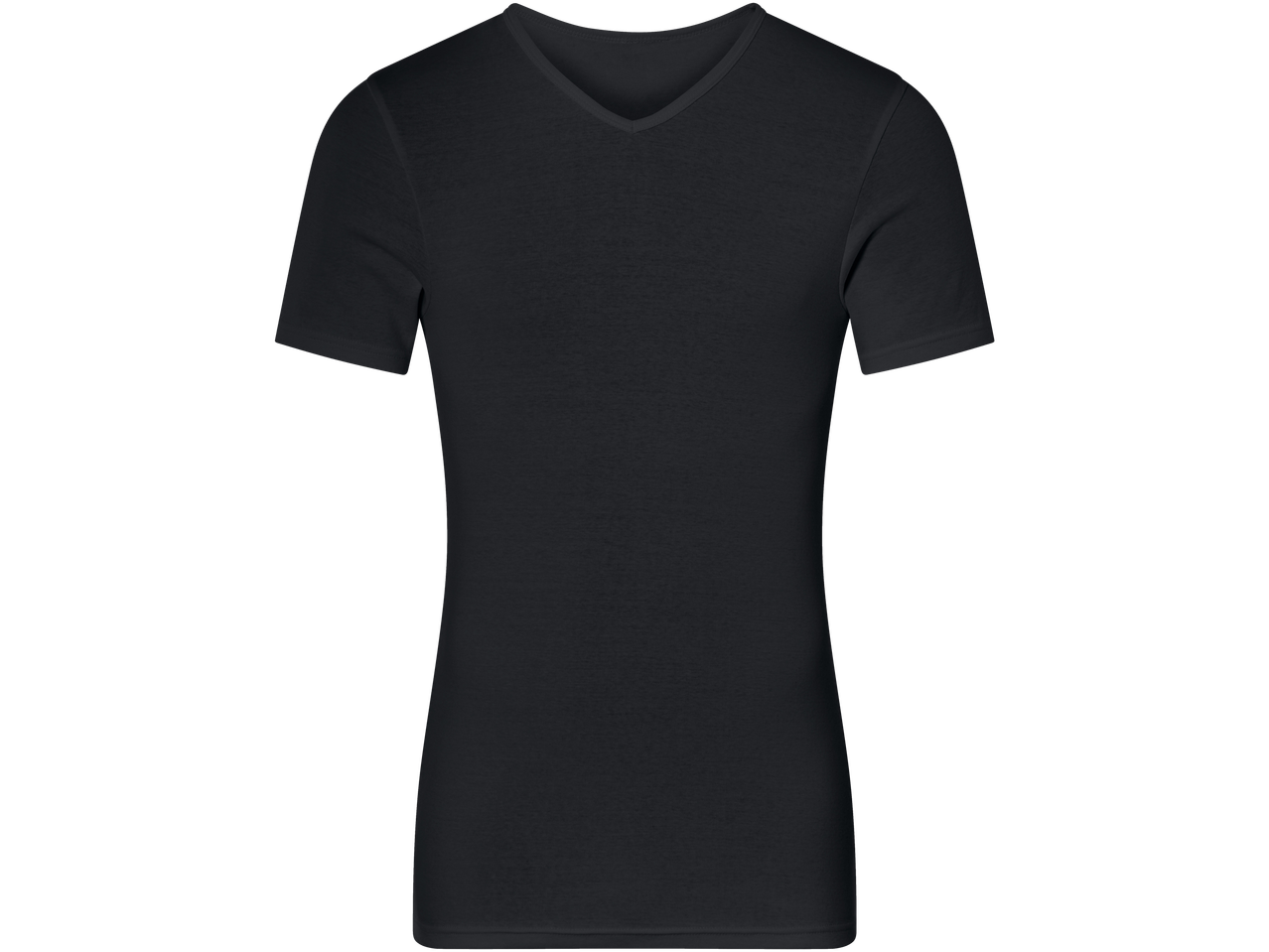 A black v-neck t-shirt.
