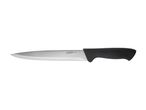 A Livarno Home stainless steel kitchen knife with a black handle.