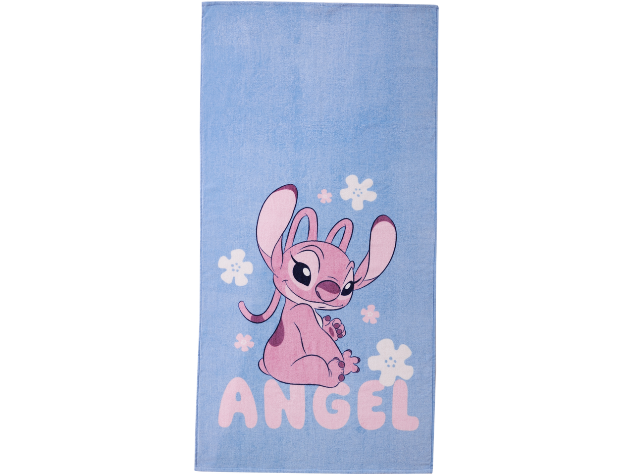 Plavi ručnik za kupanje s Angelom iz Lilo i Stitch.